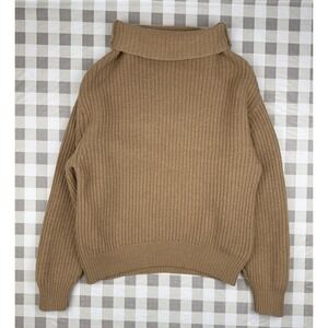 minimalist merino wool turtleneck camel sweater cozy chic Wilfred Aritzia Small